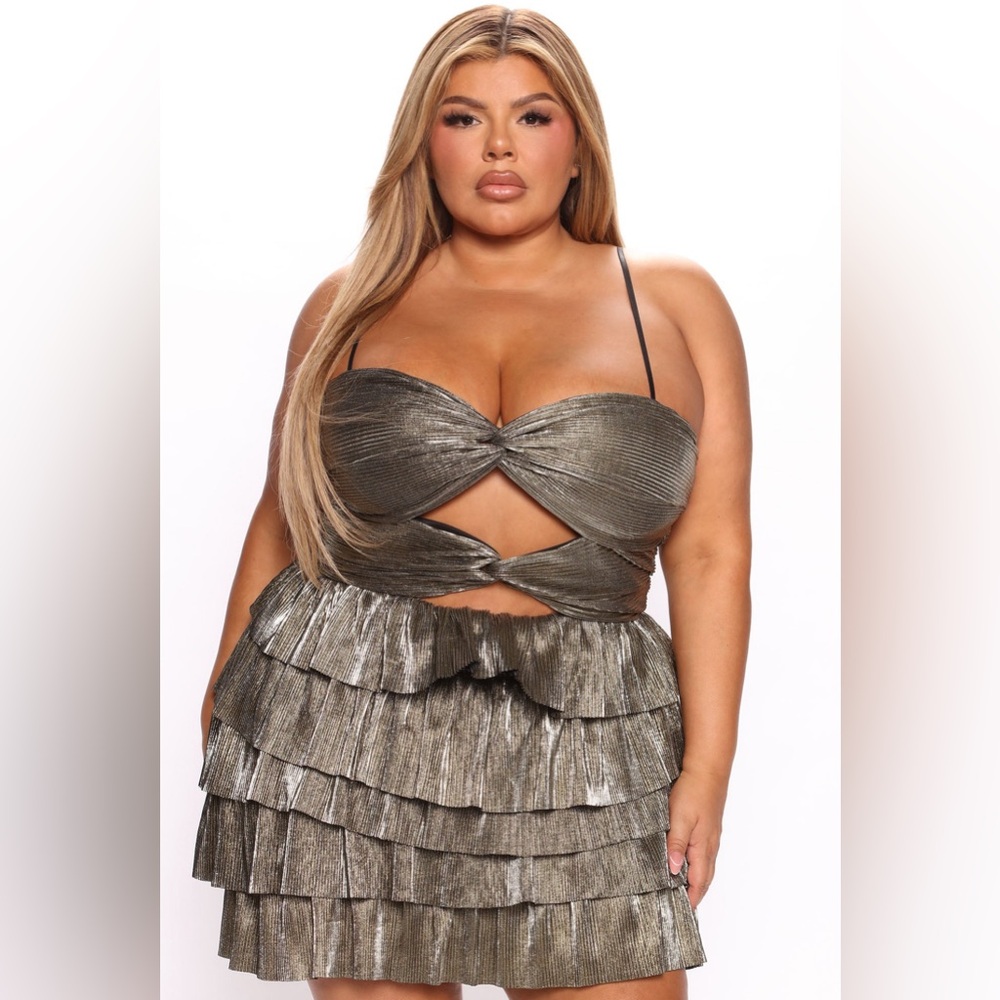 Fashion Nova Gold and Brown dress